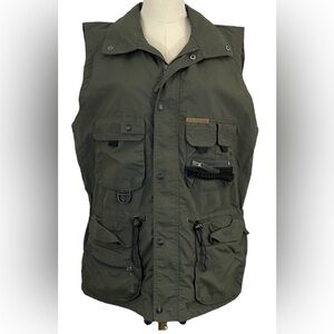 Kamotek Tactical Vest Mens M Army Green Utility Fishing Hunting Camping EUC